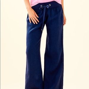 Lilly Pulitzer 33” Navy Linen Beach Pant Size S